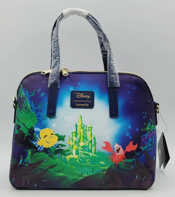 RARE DISNEY LOUNGEFLY The Little Mermaid Satchel Purse Bag HEART Ariel