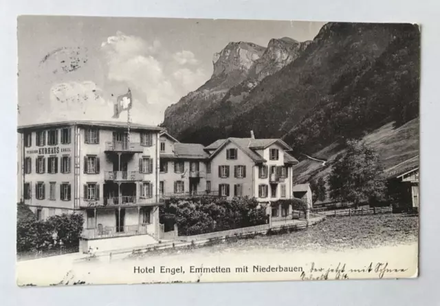 Emmetten mit Niederbauen, Hotel Engel, Schweiz, Ansichtskarte 1918 gelaufen