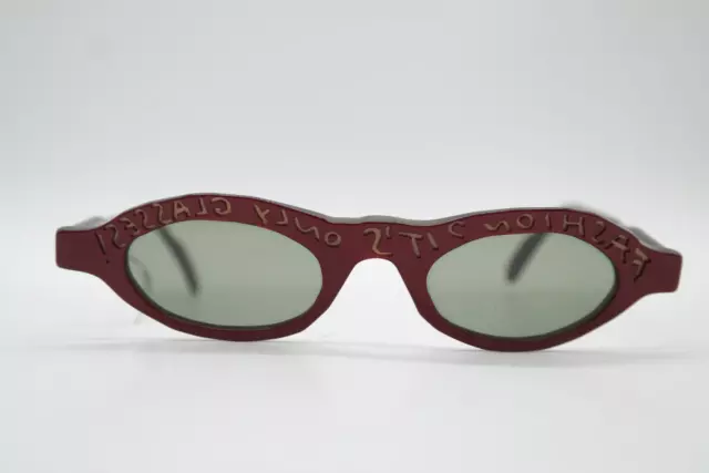 Vintage Theo Belgium eye-witness Rouge Olive Ovale Lunettes de Soleil NOS