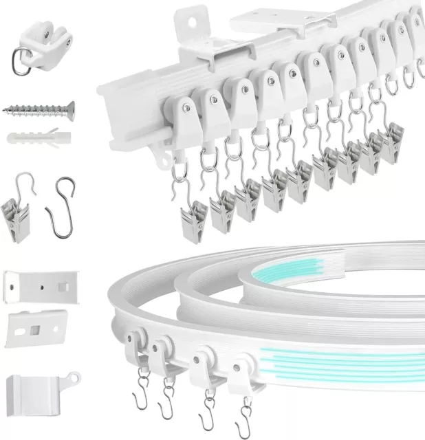 5M BENDABLE FLEXIBLE Curtain Track Rod Rail Ceiling Window Caravan ...