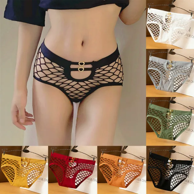 Fishnet Sexy Womens Underwear Mesh Hollow Out Panties Seamless Briefs Lingerie`