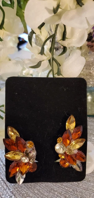 Ballroom Dance Jewelry Earrings Light Topaz, Topaz, Clear and Black Diamond