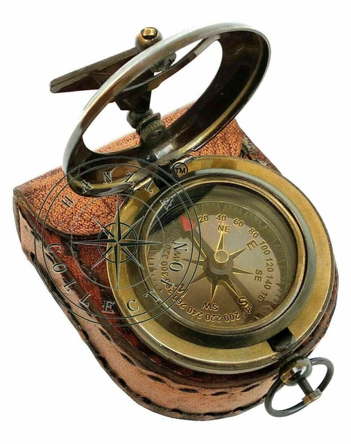 Antique Brass Nautical Finish Maritime Pocket Sundial compass LOTS OF 10 PCS