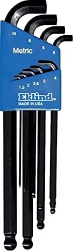 Eklind 13509 Stubby-Ball-Hex-L Key Allen Wrench - 9pc set Metric MM sizes 1.5-10