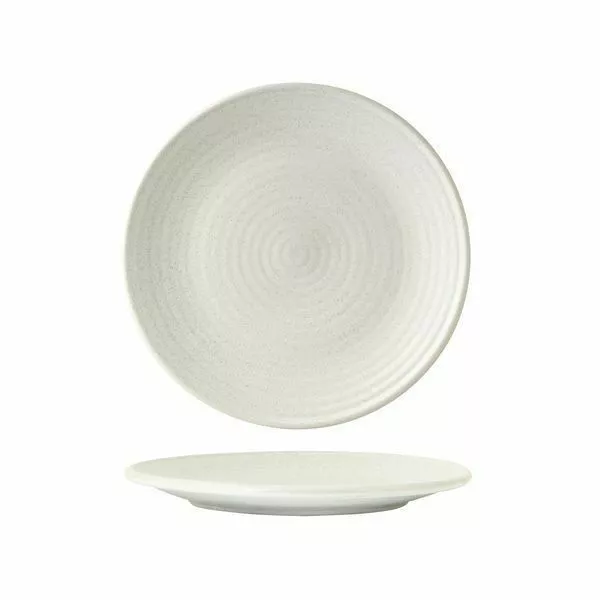 6x Coupe Plate Ribbed 210mm Zuma 'Frost' White Commercial Crockery Restaurant