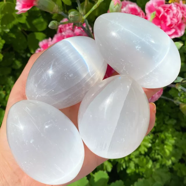 Selenite Crystal Egg Natural Gemstone Healing Gems Satin Spar Reiki Gift Shop UK