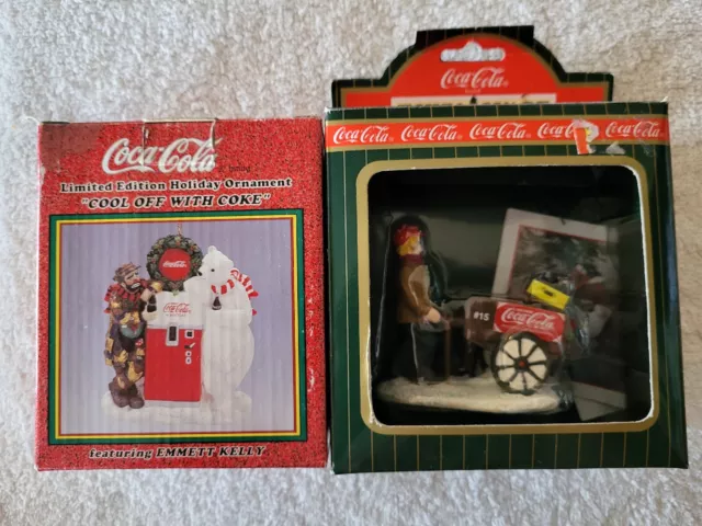 Coca Cola Ornaments  - Emmett Kelly & Vendor Boy - Pre-Owned