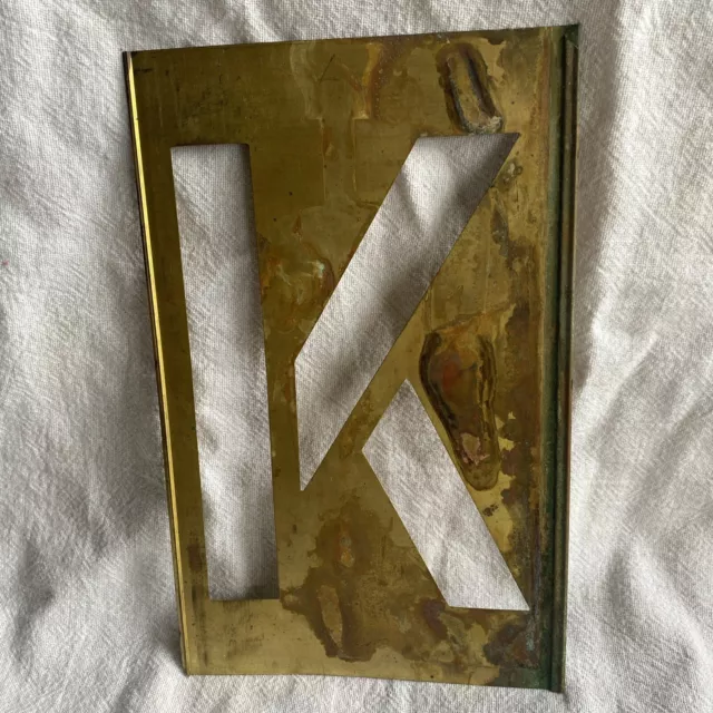 Vintage 1950's Brass Stencils  8”. Huge Size.   “K”