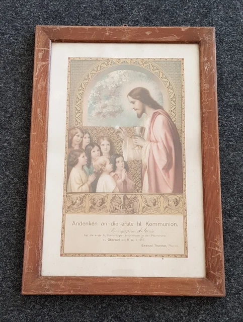 Andenken Bild erste heilige Kommunion 1915 Oberdorf, goldfarben
