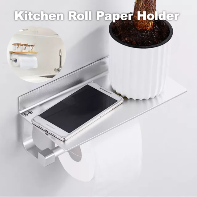 Kitchen Roll Paper Holder Wall Mount Toilet Tissue Hanger Towel Storage Rack