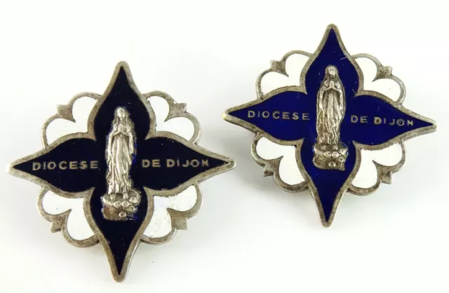 Diocese de Dijon France Pair of Pins Brooches Moret