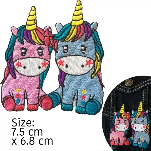 Unicorn Iron on patch pink blue unicorns rainbow mane pony horn iron-on patches
