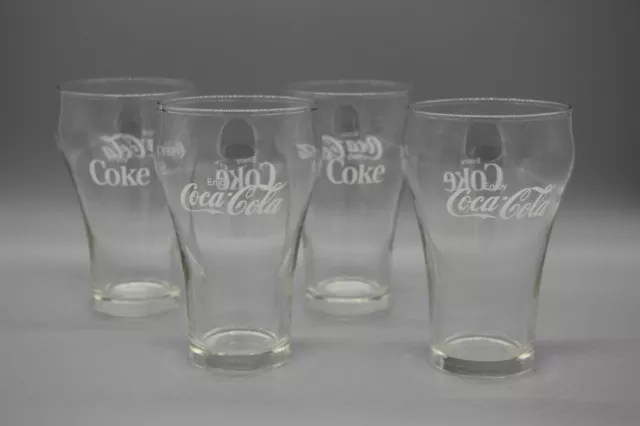 Set of 4 Sm Vintage Enjoy Coke Enjoy Coca Cola Clear 5” Bell Shape Glasses Glass