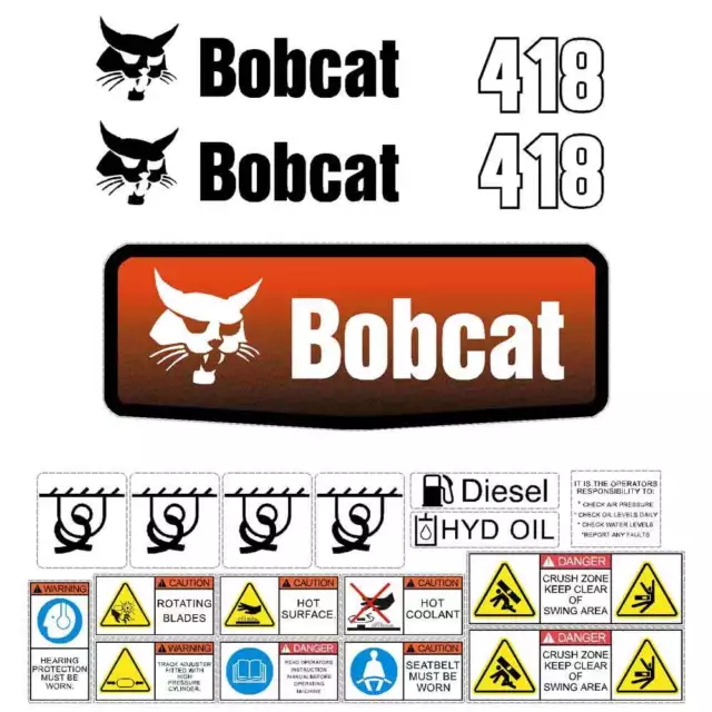 418 DECALS 418 Stickers Bobcat 418 Decal STICKER Kit Mini Excavator