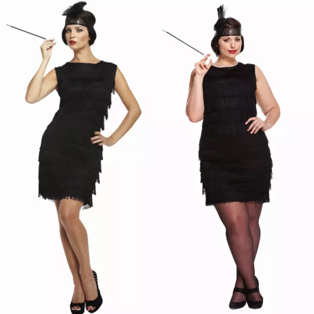 Women’s Ladies 1920s Flapper Dress Charleston Gatsby Fancy Dress Costume 8-16 UK