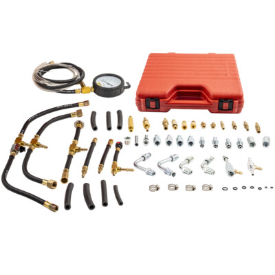 Kit Tester Pressione Carburante 0-100 PSI – Manometro Con Valvola E 3 Adattatori Per Auto, Moto E Camion