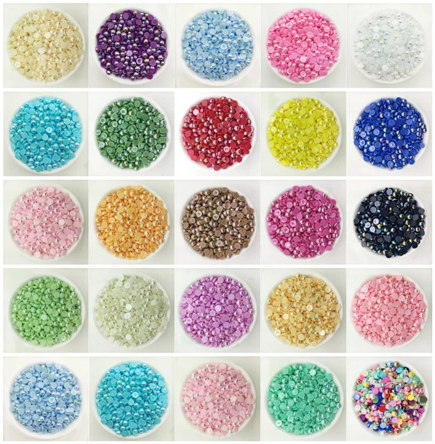 XL 10mm Half Round Pearl Cabochons Flatback Half Pearls Beads Charms ABS Shiny