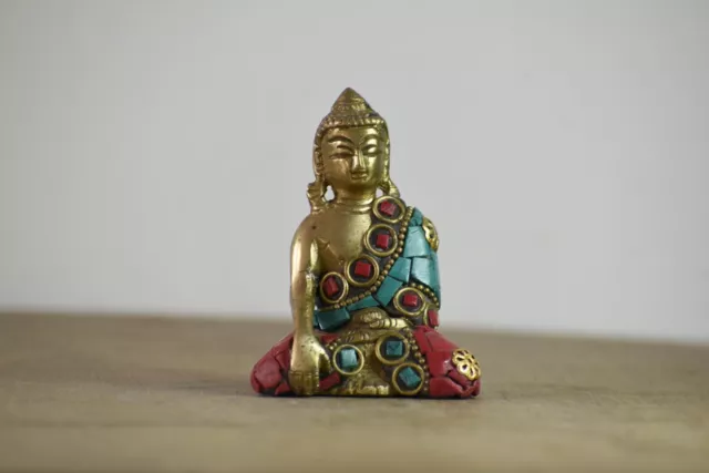 Hand Carved Brass Buddha Blessing Statue Mini Idol For Home Decor Gift Art