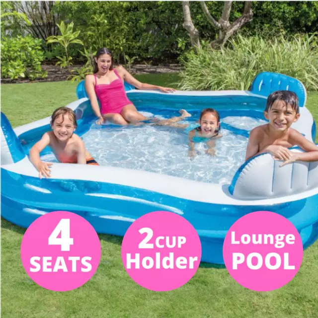 Intex Family Lounge Pool 4 Seater Swimming Outdoor Kids Water Adult Float Raft