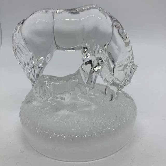 HORSE & FOAL SCULPTURE Italian Royal Crystal Rock (RCR) Glass Ornament. 12cm