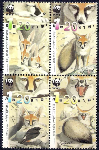 Israel 2000 WWF Blanford's Fox Wildlife Nature Endangered Animals 4v blk MNH