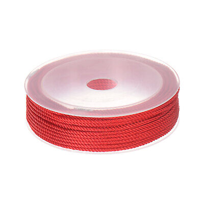 Cuerda de nailon de 2 mm cordón de perlas cordón de nudo chino pulsera hilo, rojo, 42 ft