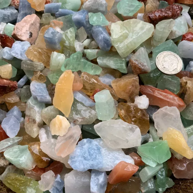 3000 Carat Lots of (SMALL) Natural Mixed Calcite Rough + FREE Faceted Gemstone