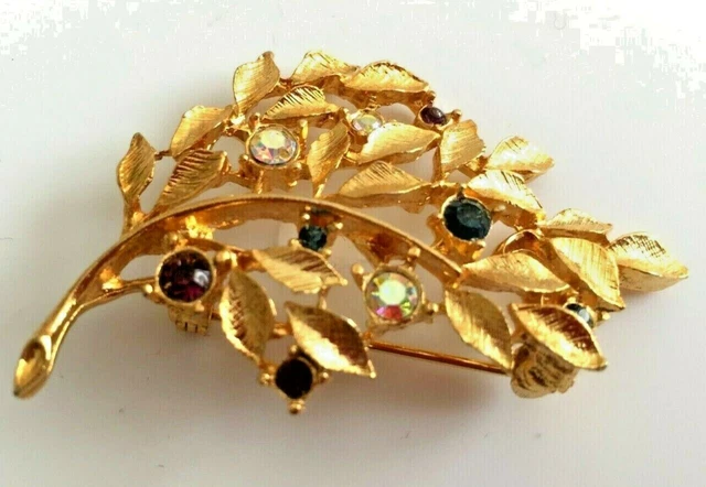 Broche Fleur Multi-pierres Or 14K - Multicolore Avec Panier, Poids 11,8g - Occasion, Vendeur De Confiance