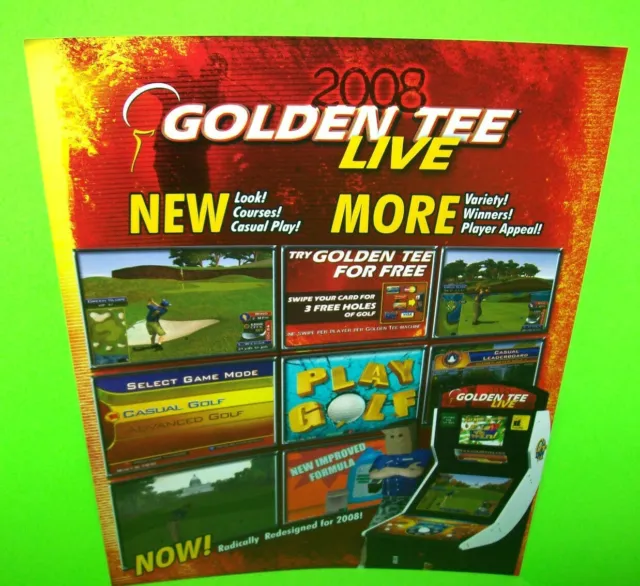 Incredible Technologies 2008 Golden Tee Live Arcade FLYER Original Game Artwork