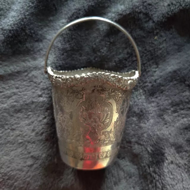 Antique Silver Bucket  w Handle
