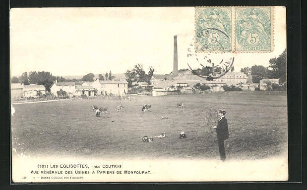 CPA Les Eglisottes, general view of the paper factories of Monfourat 1904