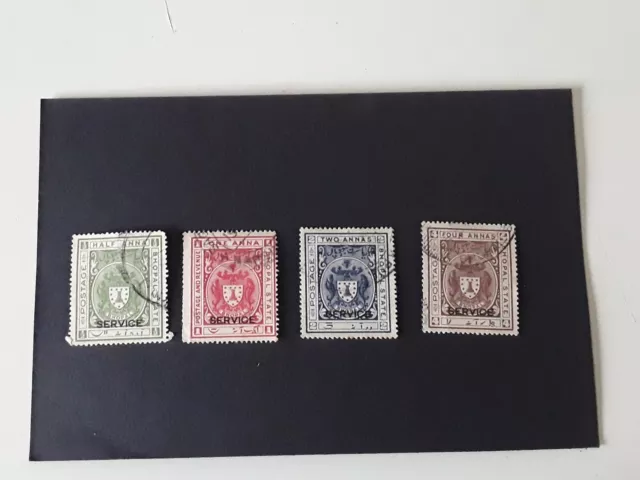 Bhopal State 1930 Type 04 - SG 0309/0312 - Set of 4 used stamps with Service Opt