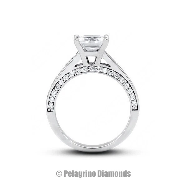 6 Carat F SI2 Princess Cut Natural Certified Diamonds Platinum Sidestone Ring