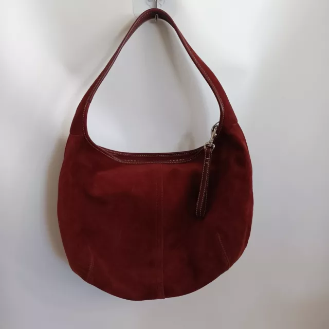 Vintage Coach Burgundy Suede Hobo Shoulder Bag Purse (E3K-9220) Great Condition