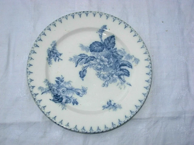 Assiette ancienne en faïence décor fleurs peint main 23cm - Décoration