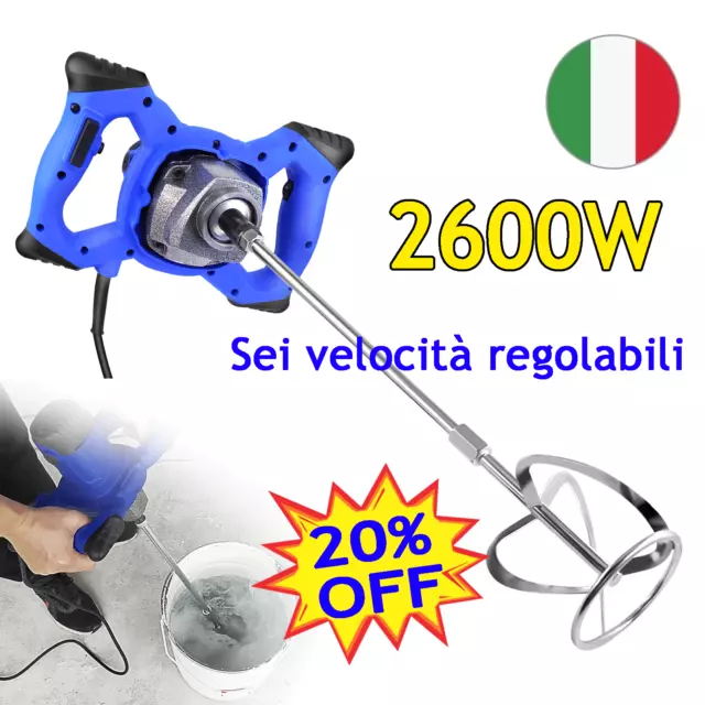 2600W 6 Vlocit Miscelatore Professionale, Miscelatore per Malta Foraggio Cement