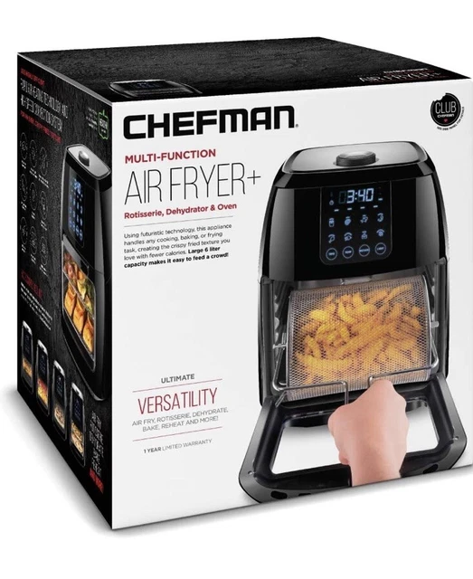 CHEFMAN 6L MULTI Functional Air Fryer Black Rotisserie Dehydrator Oven