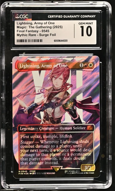 LIGHTNING, ARMY OF ONE Final Fantasy Borderless Surge Foil Mythic CGC 10 MTG $799.99 - PicClick LIGHTNING, ARMY OF ONE Final Fantasy Borderless Surge Foil Mythic CGC 10 MTG $799.99 - PicClick