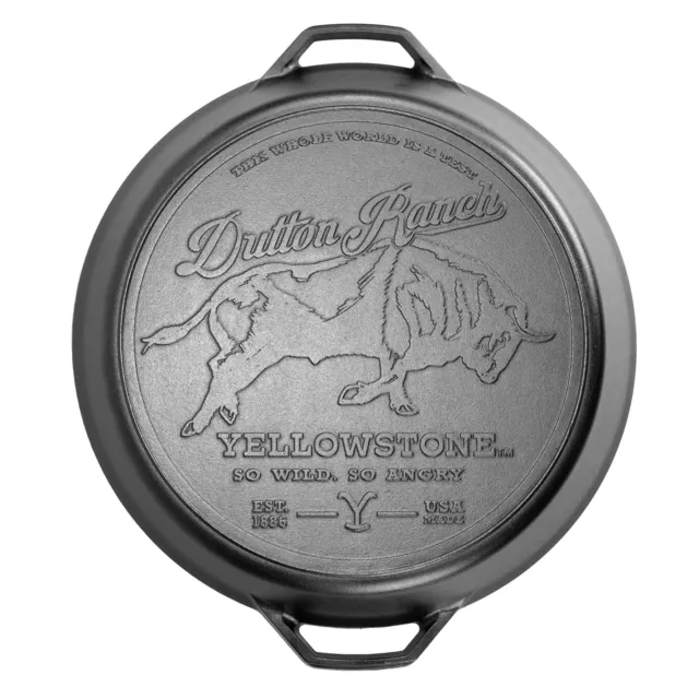 Lodge Yellowstone 17 Inch Seasoned Cast Iron Bull Dual Handle Skillet