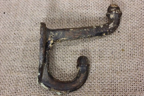 2 old Coat hooks farm school house rustic cast iron 3” vintage 1880’s heavy duty 3