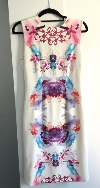 MICHAEL LO SORDO Abstract Paint Art Silk Sleeveless Pencil Dress Sz 10