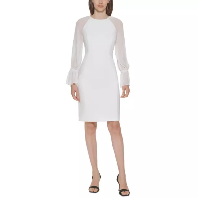 Calvin Klein Womens Ivory Sheer Short Formal Mini Dress 6 BHFO 0860
