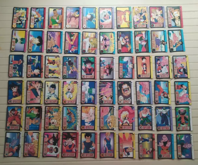 Lot de 60 carddass hondan japonaises Bandai DBZ 1993-95 Dragon Ball Goku Japan