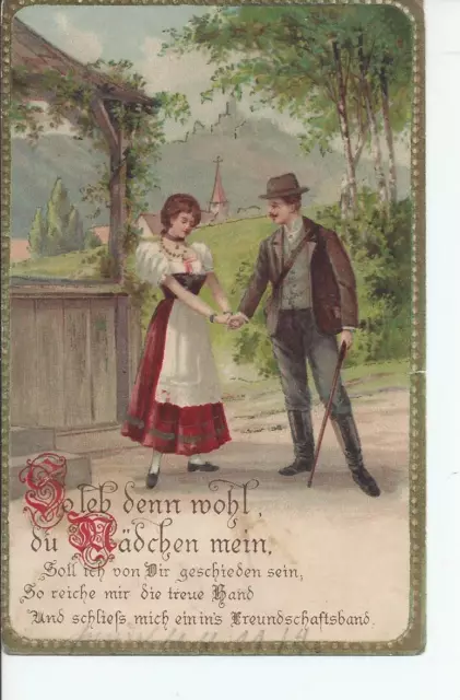Cpa-1909-Illustrateur Non Signé-Un Couple-Promenade En Campagne-