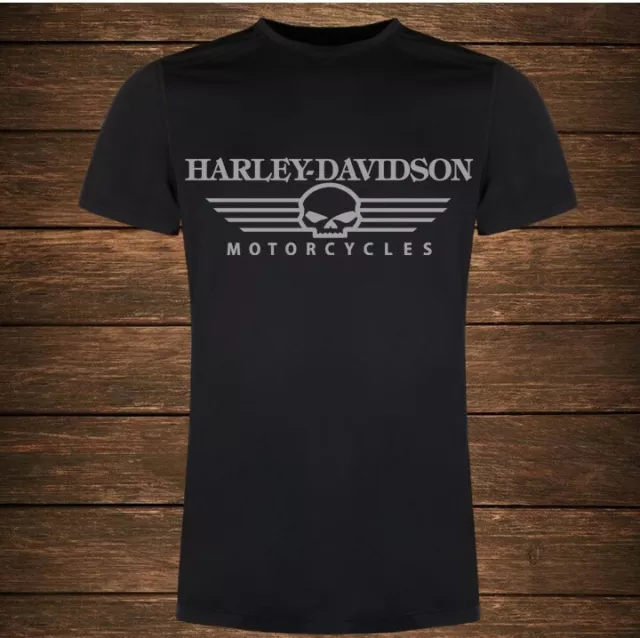 tshirt maniche corte uomo nera harley davidson motorcycles argento