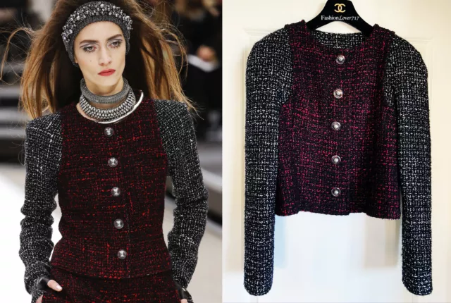 NWT CHANEL 17A Runway Black White Red Pearl Buttons Fantasy Tweed Jacket 40  $1,699.00 - PicClick