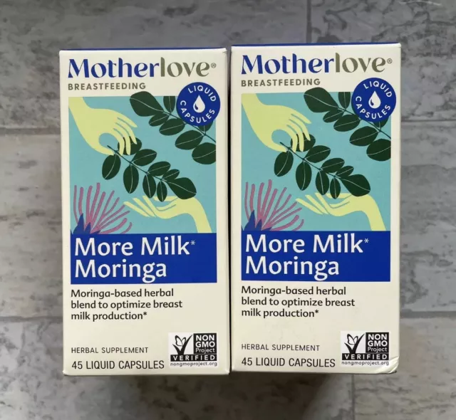 90 Capsules MotherLove More Milk Moringa Lactation 45 x2 Breastfeeding EXP 07/27