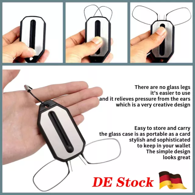 Nose Clip On Portable Lesebrille Rimless Wallet Schlüsselanhänger Vergrößerung 2