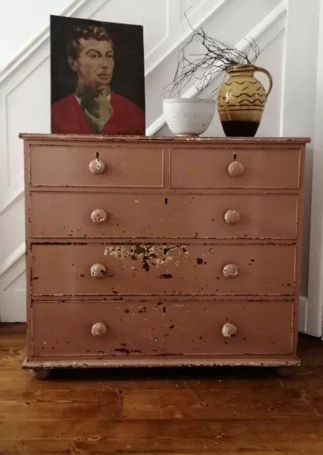 Antique George III Mahogany Painted Chest of Drawers