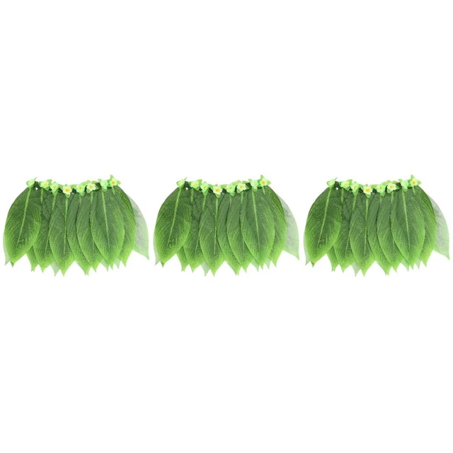 3 Pack Luau Party Supplies Leaf Skirt Hawaiian Decor Green Leaves Decor Aldult 6